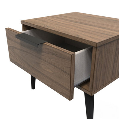 Fuji 1 Drawer Side Table in Carini Walnut (Ready Assembled)