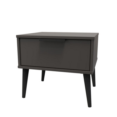 Fuji 1 Drawer Side Table in Graphite (Ready Assembled)