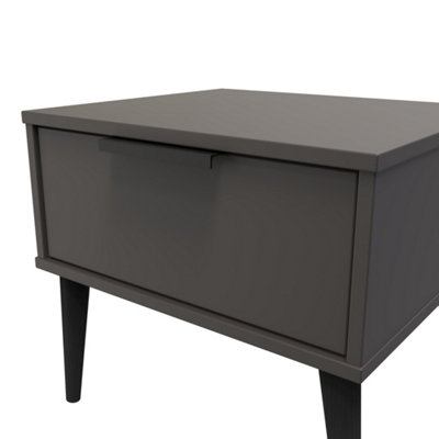 Fuji 1 Drawer Side Table in Graphite (Ready Assembled)