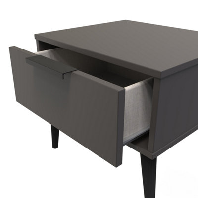 Fuji 1 Drawer Side Table in Graphite (Ready Assembled)