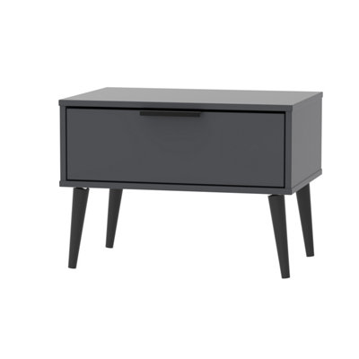 Fuji 1 Drawer Side Table in Graphite (Ready Assembled)
