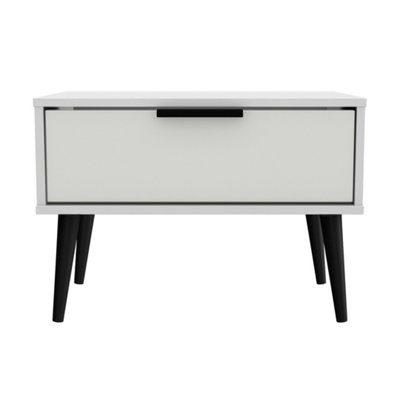 Fuji 1 Drawer Side Table in Grey Matt & White (Ready Assembled)