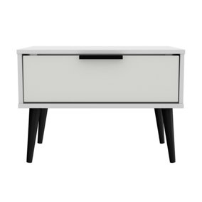 Fuji 1 Drawer Side Table in Grey Matt & White (Ready Assembled)