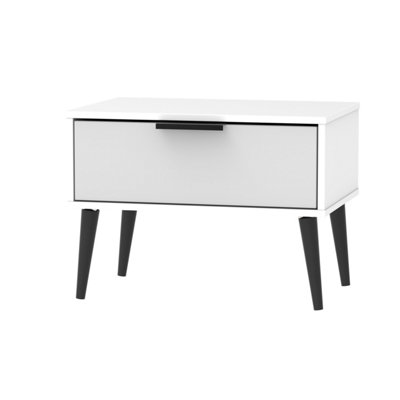 Fuji 1 Drawer Side Table in Grey Matt & White (Ready Assembled)