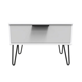 Fuji 1 Drawer Side Table in Grey Matt & White (Ready Assembled)