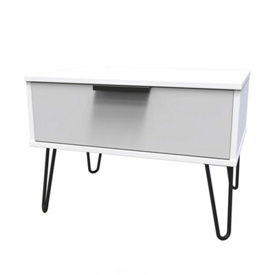 Fuji 1 Drawer Side Table in Grey Matt & White (Ready Assembled)