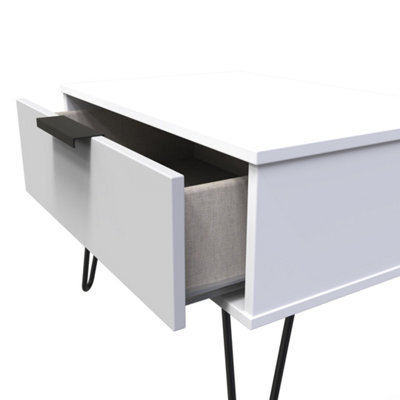 Fuji 1 Drawer Side Table in Grey Matt & White (Ready Assembled)