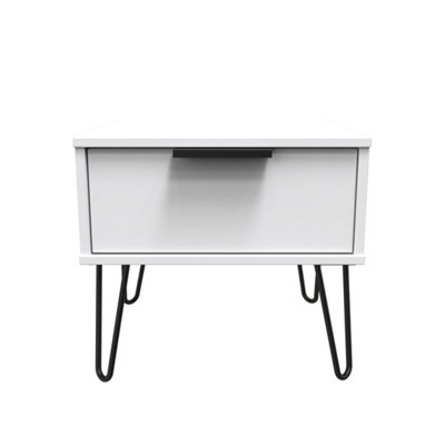 Fuji 1 Drawer Side Table in White Matt (Ready Assembled)