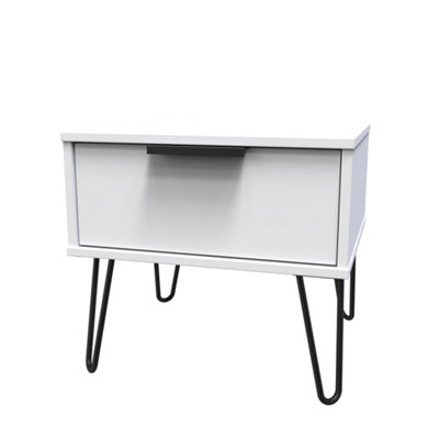 Fuji 1 Drawer Side Table in White Matt (Ready Assembled)