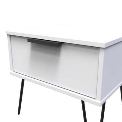 Fuji 1 Drawer Side Table in White Matt (Ready Assembled)