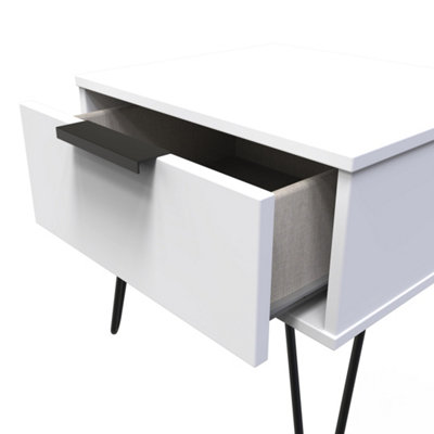 Fuji 1 Drawer Side Table in White Matt (Ready Assembled)