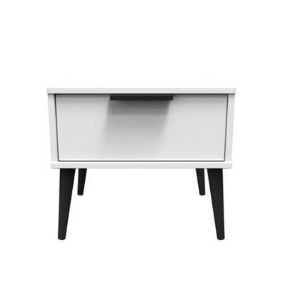 Fuji 1 Drawer Side Table in White Matt (Ready Assembled)