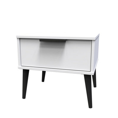 Fuji 1 Drawer Side Table in White Matt (Ready Assembled)
