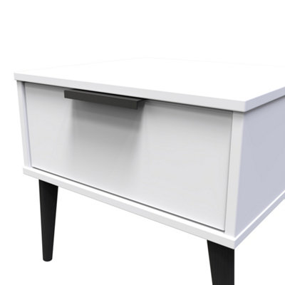 Fuji 1 Drawer Side Table in White Matt (Ready Assembled)