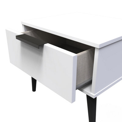 Fuji 1 Drawer Side Table in White Matt (Ready Assembled)