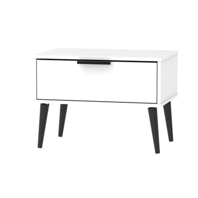 Fuji 1 Drawer Side Table in White Matt (Ready Assembled)