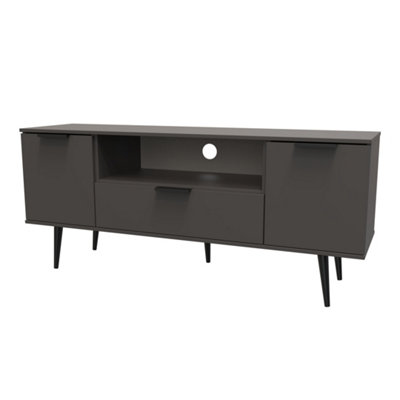Fuji 2 Door 1 Drawer Wide TV Unit in Graphite (Ready Assembled)