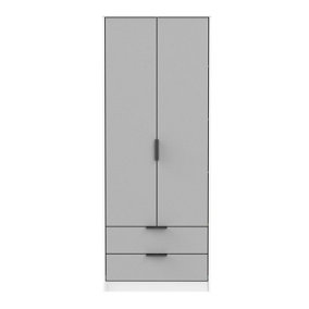 Fuji 2 Door 2 Drawer Wardrobe in Grey Matt & White (Ready Assembled)