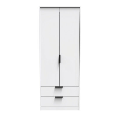 Fuji 2 Door 2 Drawer Wardrobe in White Matt (Ready Assembled)