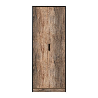Fuji 2 Door Wardrobe in Vintage Oak Black Ready Assembled