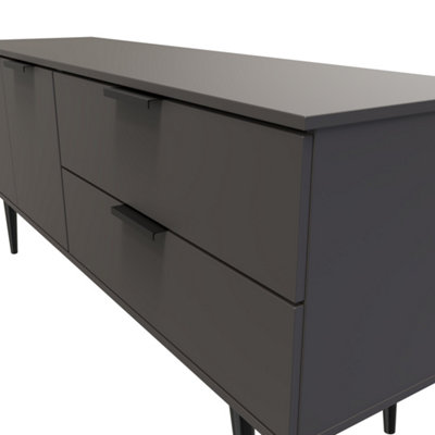 Fuji 2 Drawer 2 Door Wide Sideboard in Graphite (Ready Assembled)