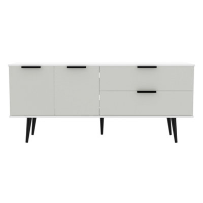 Fuji 2 Drawer 2 Door Wide Sideboard in Grey Matt & White (Ready Assembled)