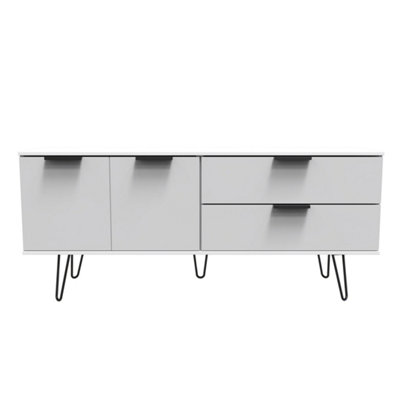 Fuji 2 Drawer 2 Door Wide Sideboard in Grey Matt & White (Ready Assembled)