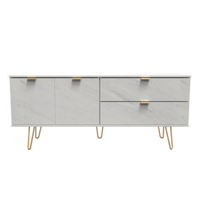 Fuji 2 Drawer 2 Door Wide Sideboard in Marble (Ready Assembled)