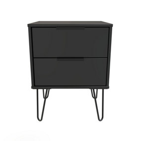 Fuji 2 Drawer Bedside Cabinet in Black Matt (Ready Assembled)