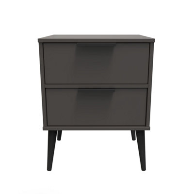 Fuji 2 Drawer Bedside Cabinet in Graphite (Ready Assembled)