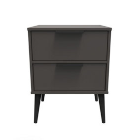 Fuji 2 Drawer Bedside Cabinet in Graphite (Ready Assembled)