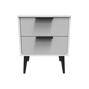 Fuji 2 Drawer Bedside Cabinet in Grey Matt & White (Ready Assembled)