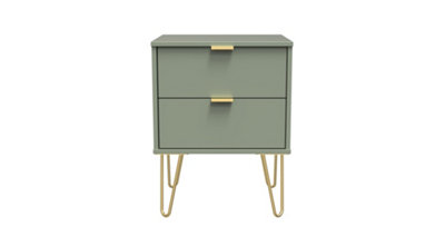 Fuji 2 Drawer Bedside Cabinet in Reed Green (Ready Assembled)