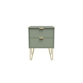 Fuji 2 Drawer Bedside Cabinet in Reed Green (Ready Assembled)