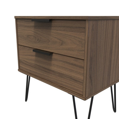 Fuji 2 Drawer Side Table in Carini Walnut (Ready Assembled)