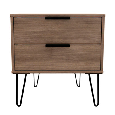 Fuji 2 Drawer Side Table in Carini Walnut (Ready Assembled)