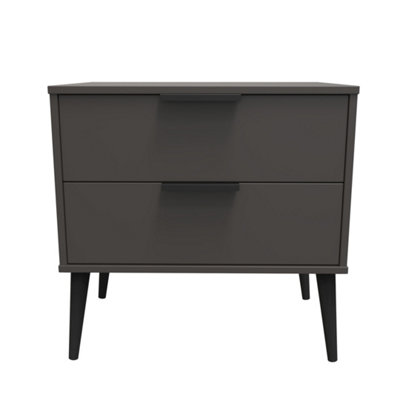 Fuji 2 Drawer Side Table in Graphite (Ready Assembled)