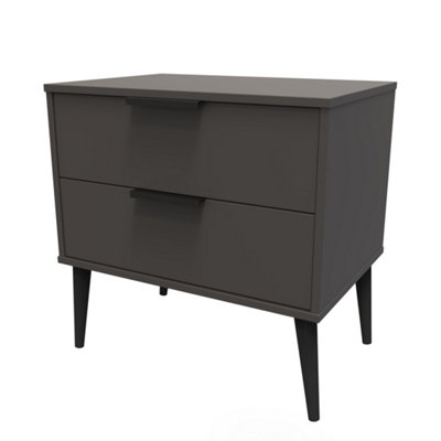 Fuji 2 Drawer Side Table in Graphite (Ready Assembled)