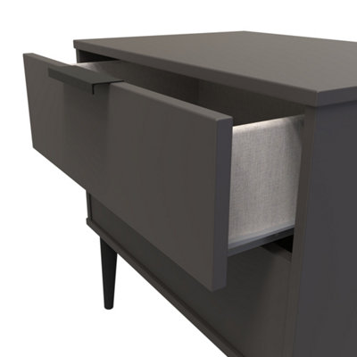 Fuji 2 Drawer Side Table in Graphite (Ready Assembled)