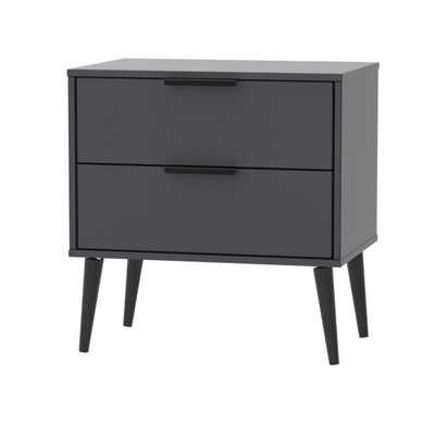 Fuji 2 Drawer Side Table in Graphite (Ready Assembled)