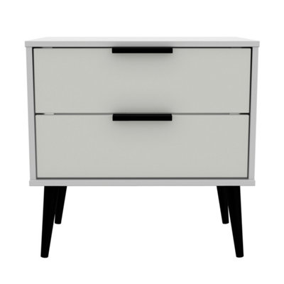 Fuji 2 Drawer Side Table in Grey Matt & White (Ready Assembled) | DIY ...