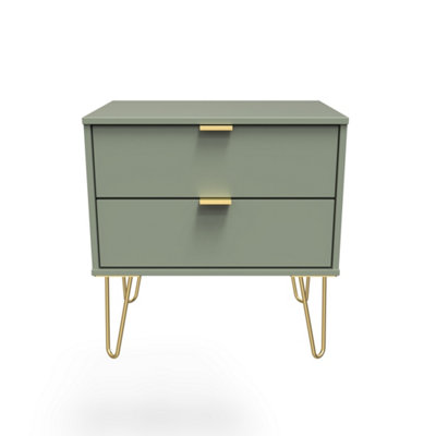 Fuji 2 Drawer Side Table in Reed Green (Ready Assembled)