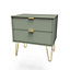 Fuji 2 Drawer Side Table in Reed Green (Ready Assembled)