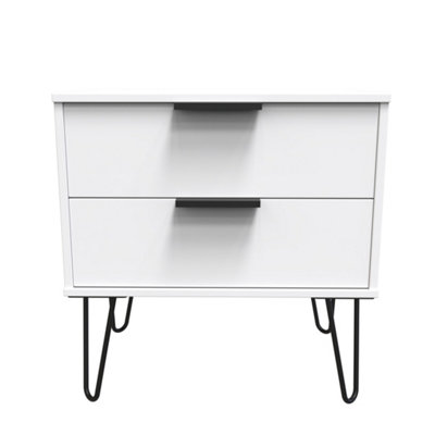 Fuji 2 Drawer Side Table in White Matt (Ready Assembled)