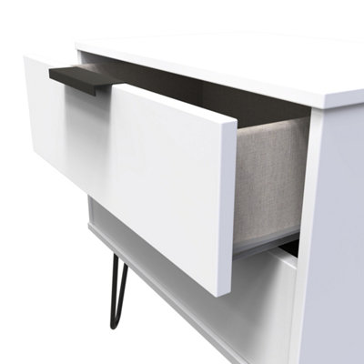Fuji 2 Drawer Side Table in White Matt (Ready Assembled)