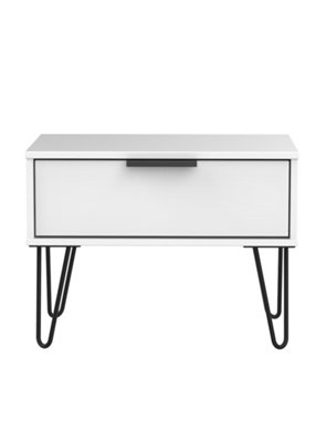 Fuji 2 Drawer Side Table in White Matt (Ready Assembled)
