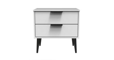 Fuji 2 Drawer Side Table in White Matt (Ready Assembled)