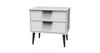 Fuji 2 Drawer Side Table in White Matt (Ready Assembled)