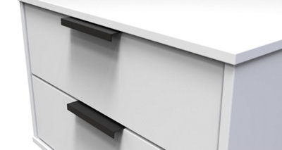 Fuji 2 Drawer Side Table in White Matt (Ready Assembled)