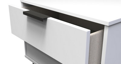Fuji 2 Drawer Side Table in White Matt (Ready Assembled)